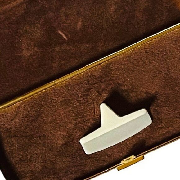 Vintage Kanda Gold Tone Black Details Brown Velvet Interior Replacement Case - Picture 10 of 11